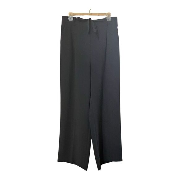Aritzia Wilfred Womens Size L Navy Elastic Back Waist Tie Wide Leg Pants - Picture 1 of 4